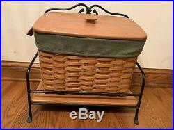 Longaberger Wrought Iron Newspaper Stand & Newspaper Basket Set With LID