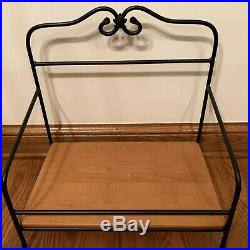 Longaberger Wrought Iron Newspaper Stand & Newspaper Basket Set With LID