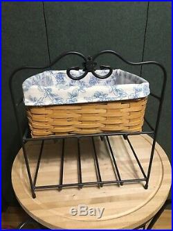 Longaberger Wrought Iron Paper Tray Stand And Tapered Basket Set Combo