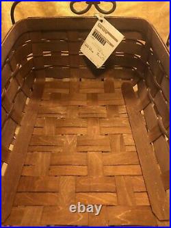 Longaberger Wrought Iron Paper Tray Stand & Basket Set Rich Brown Basket EUC