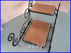 Longaberger Wrought Iron Sleigh with 2 Wood Crafts warm brown wood shelves NEW