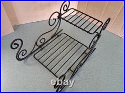 Longaberger Wrought Iron Sleigh with 2 Wood Crafts warm brown wood shelves NEW