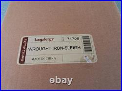 Longaberger Wrought Iron Sleigh with 2 Wood Crafts warm brown wood shelves NEW