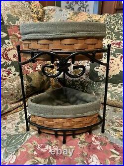 Longaberger Wrought Iron Small Countertop Corner Stand with 2 Baskets