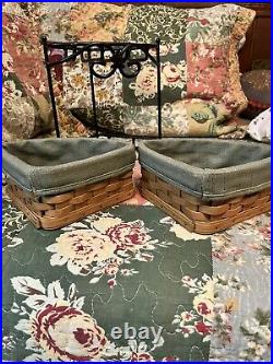 Longaberger Wrought Iron Small Countertop Corner Stand with 2 Baskets