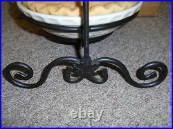Longaberger Wrought Iron Small Pie Stand with 2 Sm Ivory Pie Plates & Pies-NEW