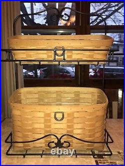Longaberger Wrought Iron Wall File Shelf Sort & Store Tall File Basket Set