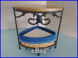 Longaberger Wrought Iron small Corner stand with basket set & wooden shelf