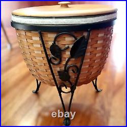 Longaberger XL Ficus Basket Combo Wrought Iron Stand, Lid, Liner, Protector 16D