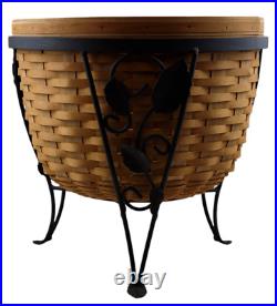 Longaberger X-Large 16 Wide Round Ficus Planter Basket with Wrought Iron Stand