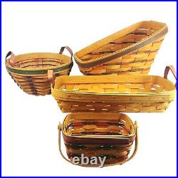 Longaberger and Hershberger USA Baskets 4 pc lot All Stamped Signed by Artisan