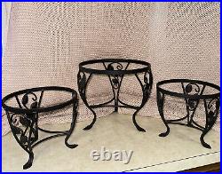 Longaberger at Home Garden 2004 FLORA 3 Basket Set Protector + Liner + WI Stands