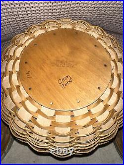 Longaberger at Home Garden 2004 FLORA 3 Basket Set Protector + Liner + WI Stands