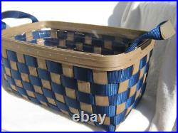 Longaberger basket 2007 TO GO Large Blue Nylon Webbed 15X9X7 Plastic Insert