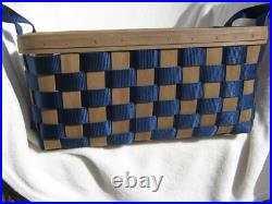 Longaberger basket 2007 TO GO Large Blue Nylon Webbed 15X9X7 Plastic Insert