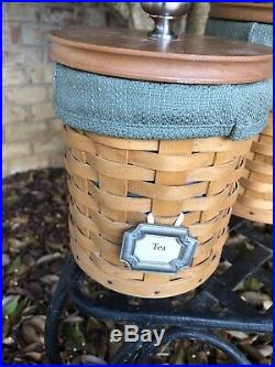 Longaberger basket 3 piece canister set With Protective Containers- Very Good
