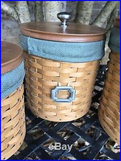 Longaberger basket 3 piece canister set With Protective Containers- Very Good