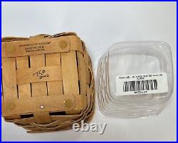 Longaberger basket canister set of 3 protectors fabric liners pewter hang tags