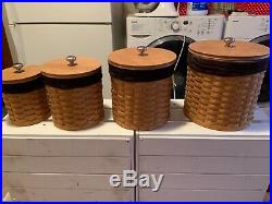 Longaberger basket canister set of 4 with lids and acrylic inserts