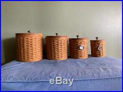 Longaberger canister basket set with acrylic protectors, lids and tags