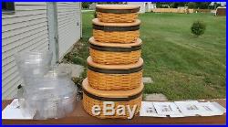 Longaberger collectors club Stacking Harmony BASKET SET OF 5 With PROTECTORS
