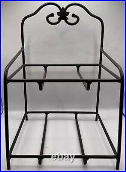 Longerberger Wrought Iron Little Bin Organizer With 2 Baskets Cloth Plastic Liners