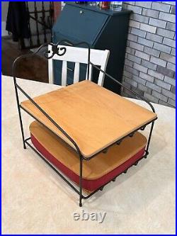 Longerberger Wrought Iron Paper Tapered Tray Bin Baskets & Lid RARE