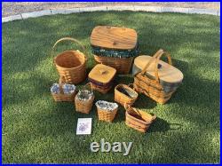 Lot Of 9 Vintage Longaberger Baskets 1990's Farm And County Fellowship, Hostess