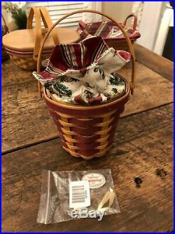 Lot Set of 9 Longaberger Tree Trimming Christmas Baskets+Liners, Prot, Tie-ons