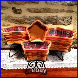 Lot of 2001 Longaberger Shining Star Basket Combos 3 Wrought Iron Stands Liners