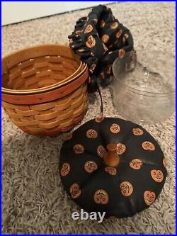 Lot of 3 Longaberger Pumpkin Basket Sets With Lids & Tie On