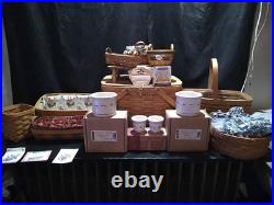 Lot of 9 Longaberger Baskets Crocks, Cups, Accessories 1990s Lot of 9 Longaberger Baskets Crocks, Cups, Accessories 1990s