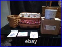 Lot of 9 Longaberger Baskets Crocks, Cups, Accessories 1990s Lot of 9 Longaberger Baskets Crocks, Cups, Accessories 1990s