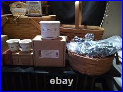 Lot of 9 Longaberger Baskets Crocks, Cups, Accessories 1990s Lot of 9 Longaberger Baskets Crocks, Cups, Accessories 1990s