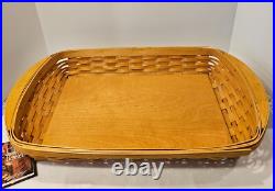 NEW Longaberger 2002 Hostess Serve it up Basket with Liner, Protector, Serving Pcs NEW Longaberger 2002 Hostess Serve it up Basket with Liner, Protector, Serving Pcs
