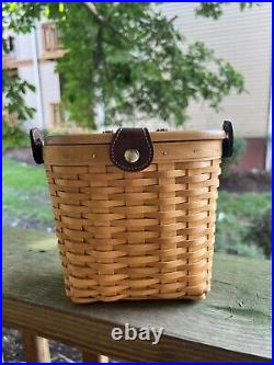 NEW Longaberger Med Saddlebrook Basket hostess gift 2001 pristine leather strap