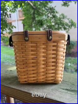 NEW Longaberger Med Saddlebrook Basket hostess gift 2001 pristine leather strap