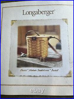 NEW Longaberger Med Saddlebrook Basket hostess gift 2001 pristine leather strap