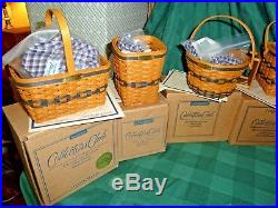 NEW Set of 12 LONGABERGER Collectors Club Miniature Baskets +Boxes, COAs, Liners