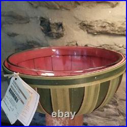 NWT 2013 Longaberger XL Watermelon Bowl Basket Combo Green Rind Red Center Seeds