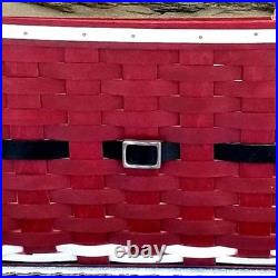 NWT 2013 Longerberger Santa's Belly Lg Laundry Basket Belt Buckle Christmas Gift