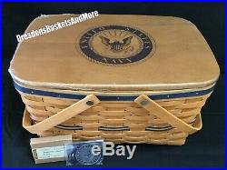 Navy Longaberger American Valor Medium Market Basket Set -Tie On