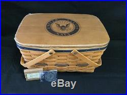 Navy Longaberger American Valor Medium Market Basket Set -Tie On