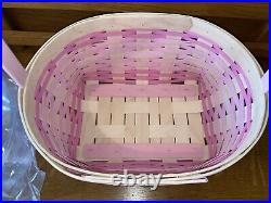 New 2021 Longaberger Large Pink Easter Basket Set With Protector