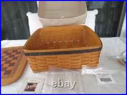 RARE2000 Longaberger Checkers Game /Checkerboard Large Woven Basket 39-pc Set