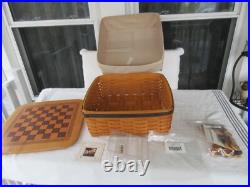 RARE2000 Longaberger Checkers Game /Checkerboard Large Woven Basket 39-pc Set