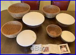 RARE COMPLETE SET Longaberger Bowl Baskets with Protectors 7, 9, 11, 13 EUC