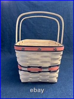 RARE Longaberger 2016 CONGRATULATIONS Basket Large Whitewash Pink & Blue Trim