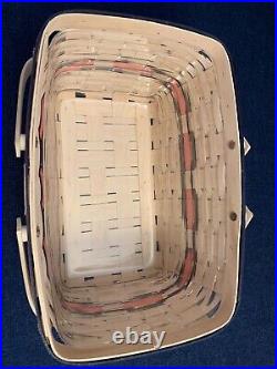 RARE Longaberger 2016 CONGRATULATIONS Basket Large Whitewash Pink & Blue Trim