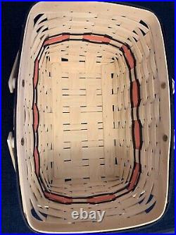 RARE Longaberger 2016 CONGRATULATIONS Basket Large Whitewash Pink & Blue Trim